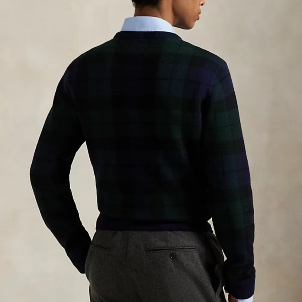 POLO Ralph Lauren Plaid Washable Wool Sweater Tartan